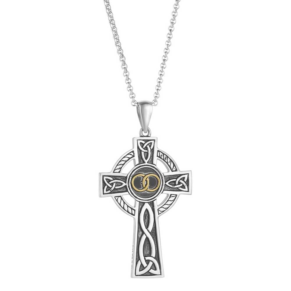 Product image for Irish Necklace | Sterling Silver Wedding Celtic Cross Pendant Large