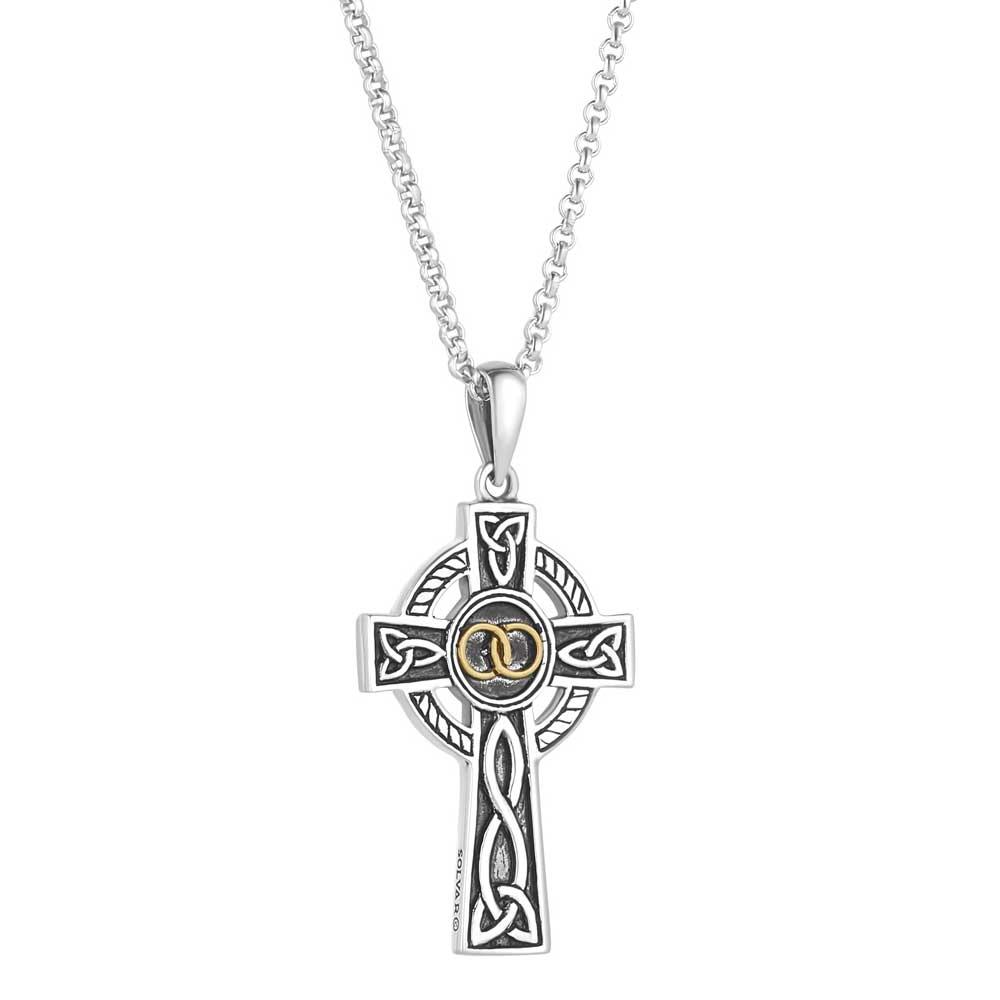 Product image for Irish Necklace | Sterling Silver Wedding Celtic Cross Pendant Small