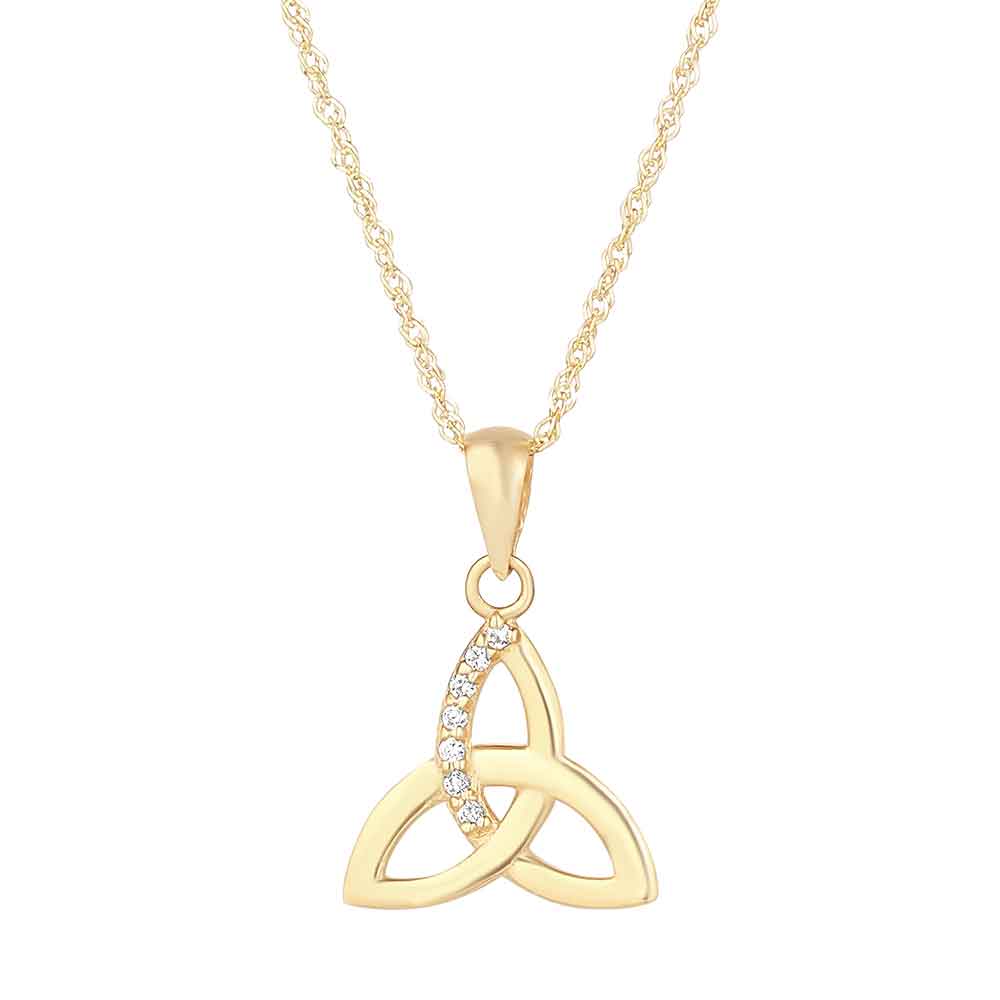 Product image for Irish Necklace | 10k Gold Crystal Trinity Knot Pendant