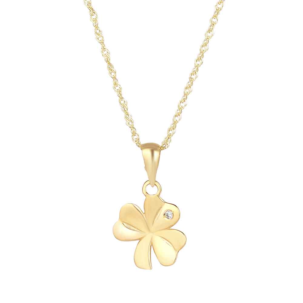 Irish Necklace 10k Gold Crystal Shamrock Pendant at IrishShop