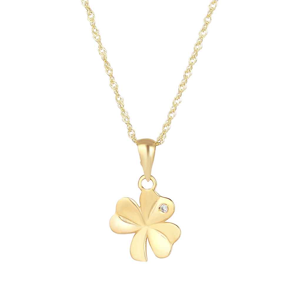 Product image for Irish Necklace | 10k Gold Crystal Shamrock Pendant