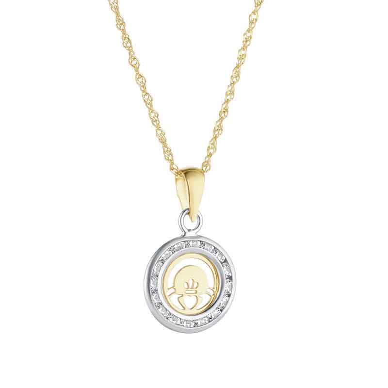 Product image for Irish Necklace | 10k Gold Small Circle Claddagh Pendant