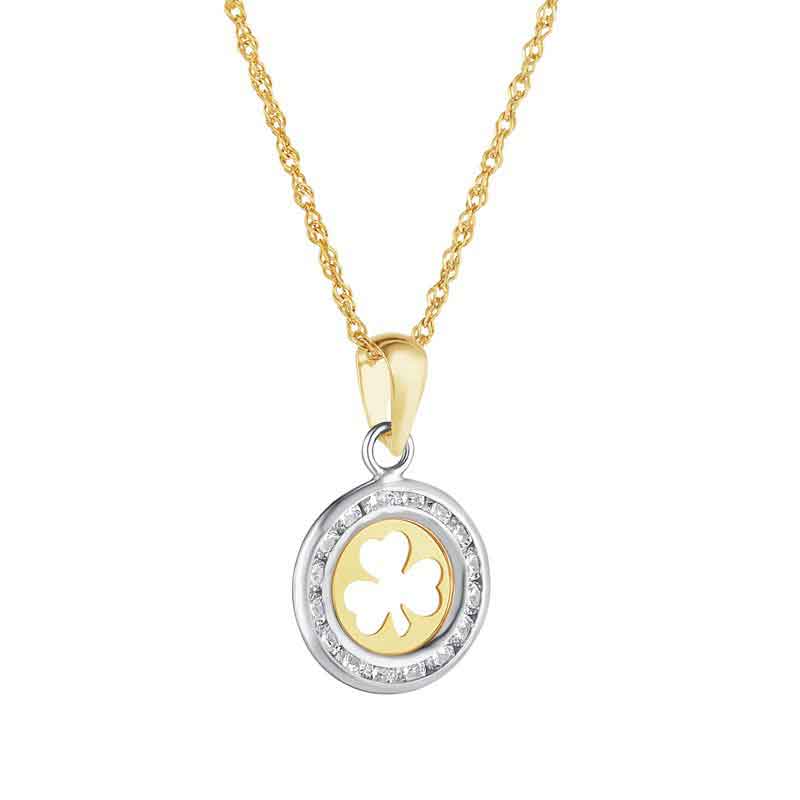 Product image for Irish Necklace | 10k Gold Small Circle Shamrock Pendant