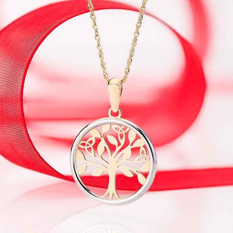 Product image for Irish Necklace | 10k Gold Small Circle Celtic Tree of Life Pendant