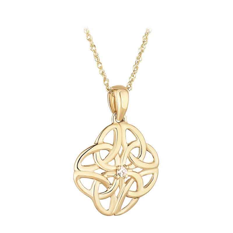 Product image for Irish Necklace | 9k Gold Cublic Zirconia Celtic Knot Pendant