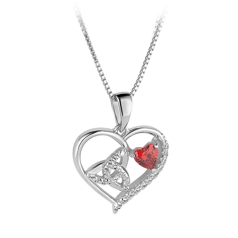 Product image for Irish Necklace | Sterling Silver Crystal Heart Trinity Knot Pendant