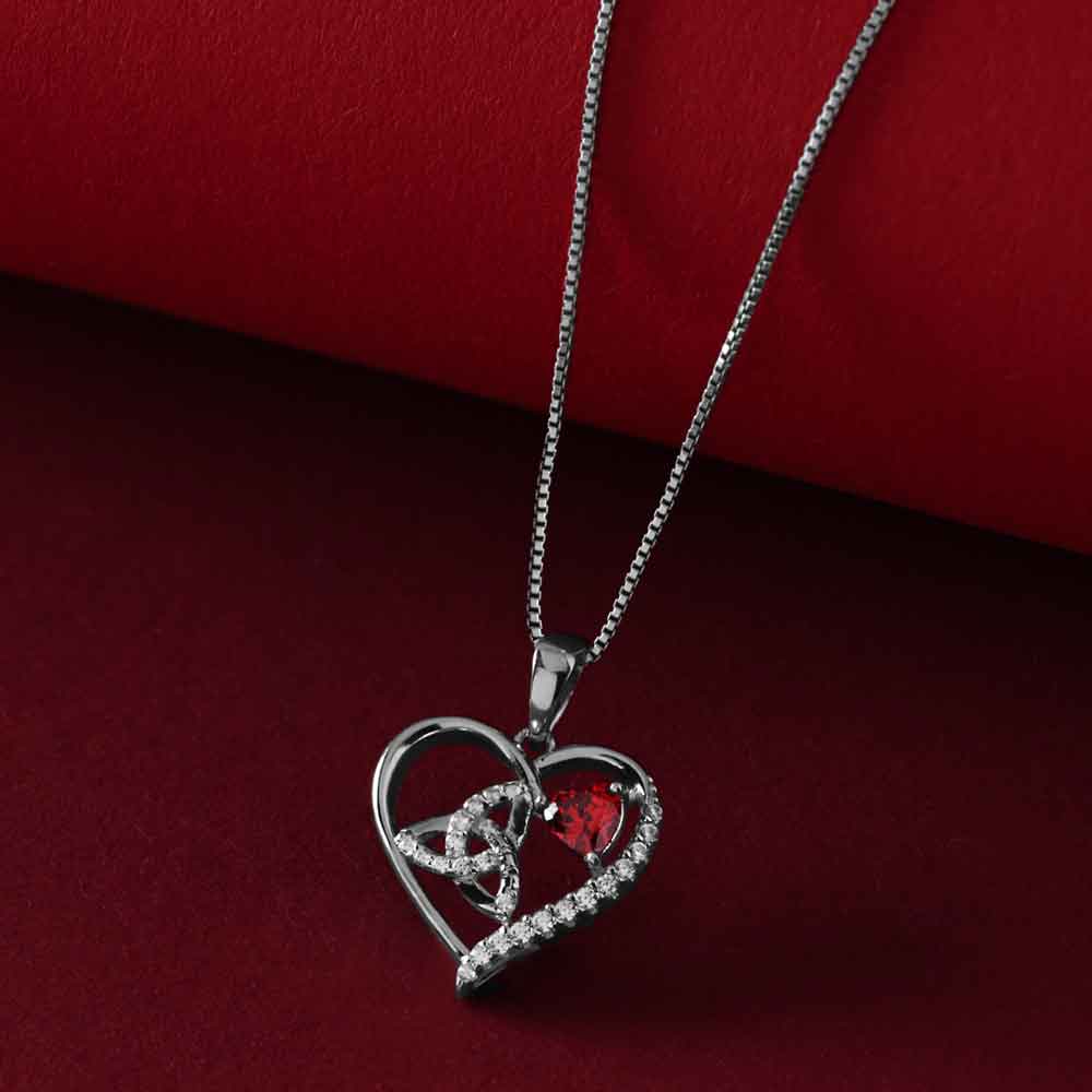 Product image for Irish Necklace | Sterling Silver Crystal Heart Trinity Knot Pendant