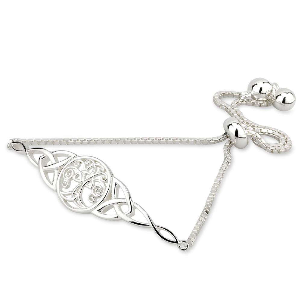 Product image for Irish Bracelet | Sterling Silver Celtic Tree of Life Trinity Knot Bangle