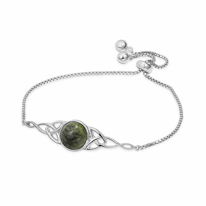 Product image for Irish Bracelet | Sterling Silver Connemara Marble Trinity Knot Bracelet