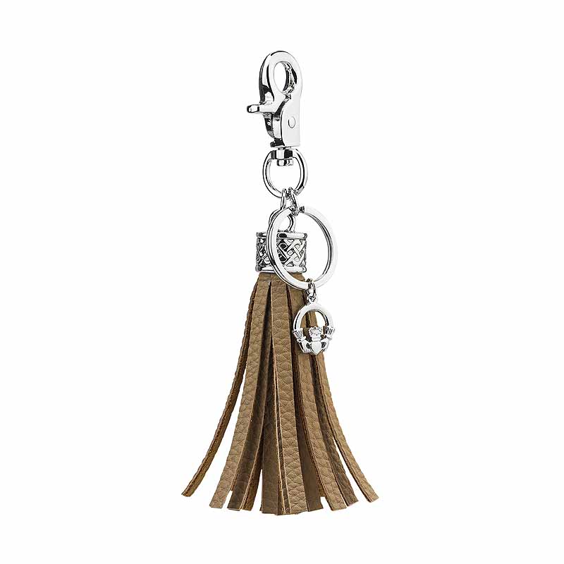 Product image for Irish Keychain | Leather Tassel Celtic & Claddagh Keychain by Solvar Jewelry