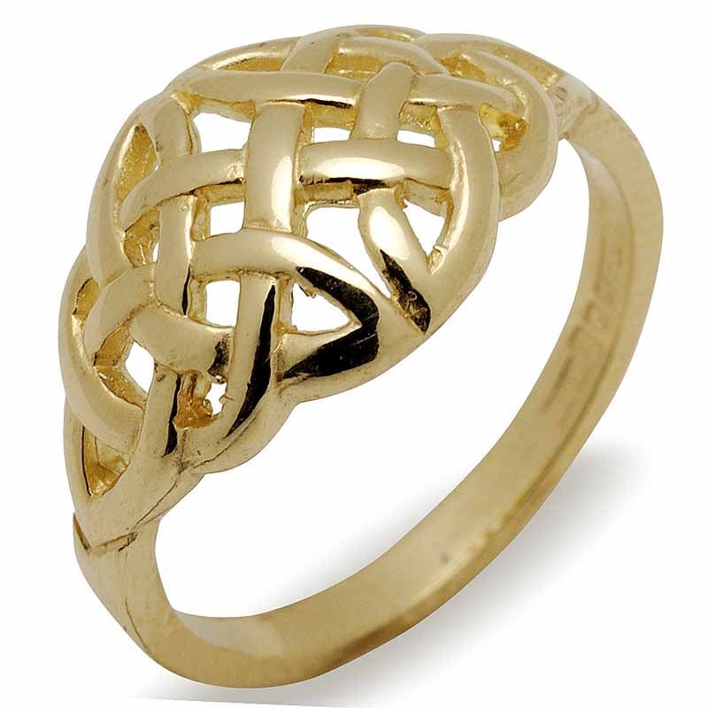 Product image for Celtic Wedding Band - 10k Yellow Gold Domed Celtic Knot Irish Ring