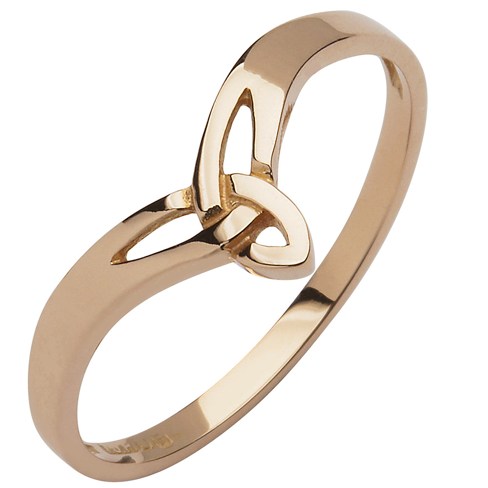 Product image for Irish Ring - 10k Rose Gold Ladies Wishbone Trinity Knot Ring
