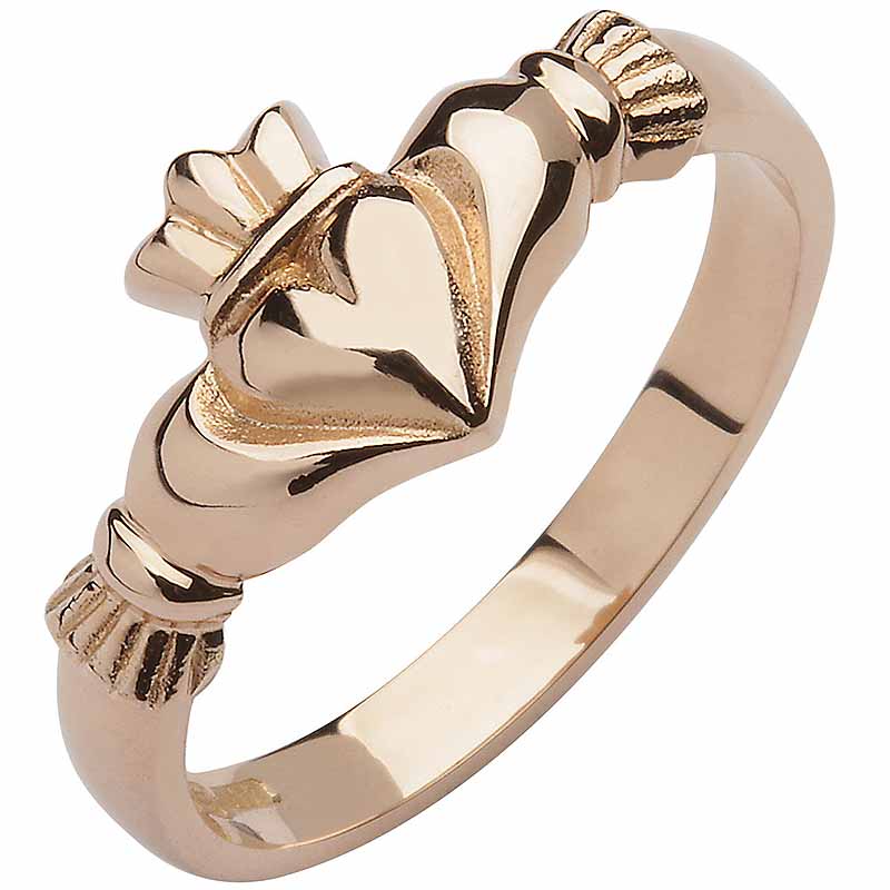 Product image for Irish Wedding Band - 10k Rose Gold Ladies Elegant Claddagh Ring