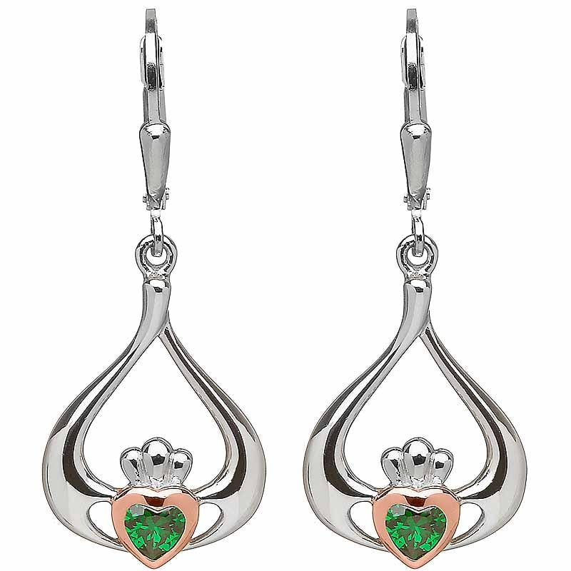 Product image for Irish Earrings | Real Irish Gold & Sterling Silver Claddagh Earrings by House of Lor