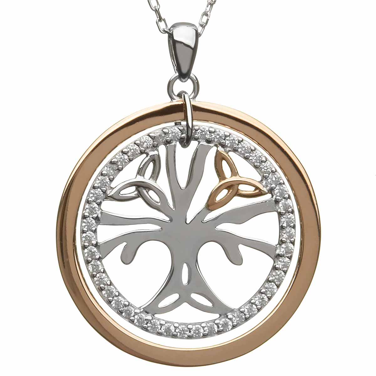 Product image for Irish Necklace | Real Irish Gold & Sterling Silver Celtic Tree of Life Pendant by House of Lor