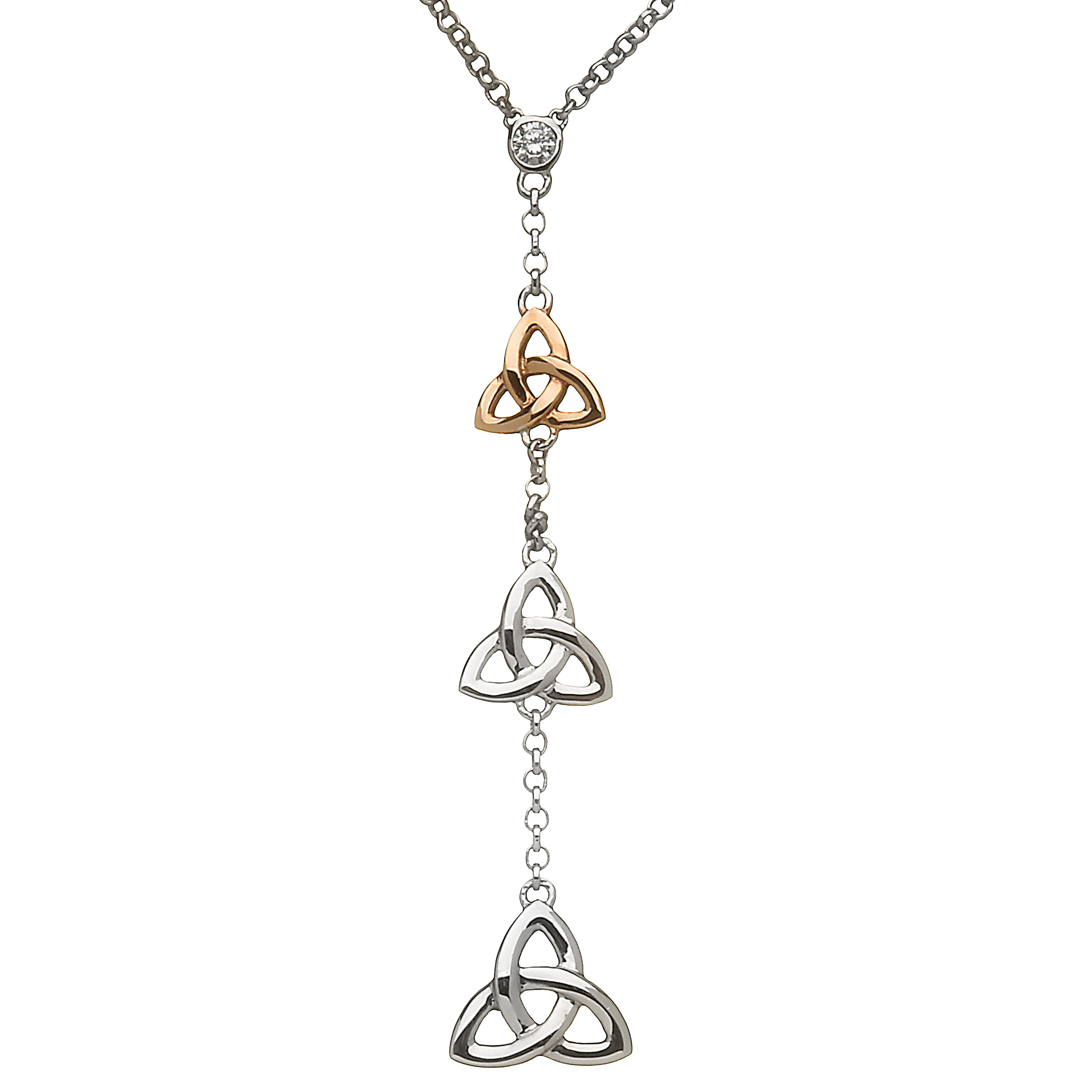 Product image for Irish Necklace | Real Irish Gold & Sterling Silver Celtic Trinity Knot Trio by House of Lor