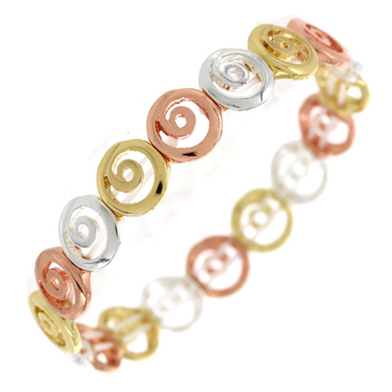 Product image for Irish Bracelet | Celtic Waves North Channel Three Tone Spiral Stretch Bracelet