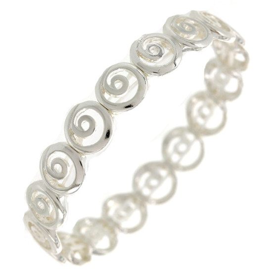 Product image for Irish Bracelet | Celtic Waves North Channel Silvertone Spiral Stretch Bracelet