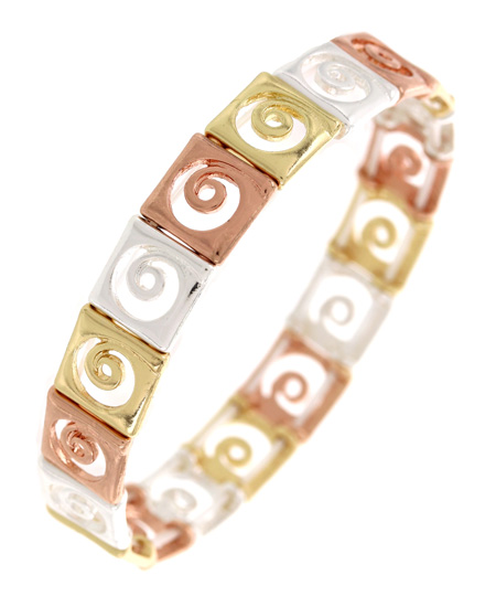 Product image for Irish Bracelet | Celtic Waves Manx Sea Three Tone Spiral Stretch Bracelet