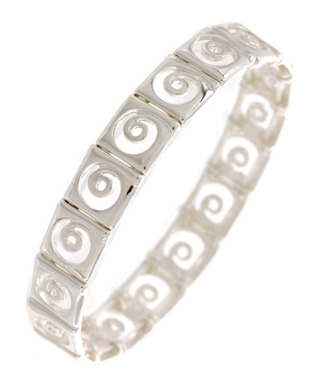 Product image for Irish Bracelet | Celtic Waves Manx Sea Silvertone Spiral Stretch Bracelet