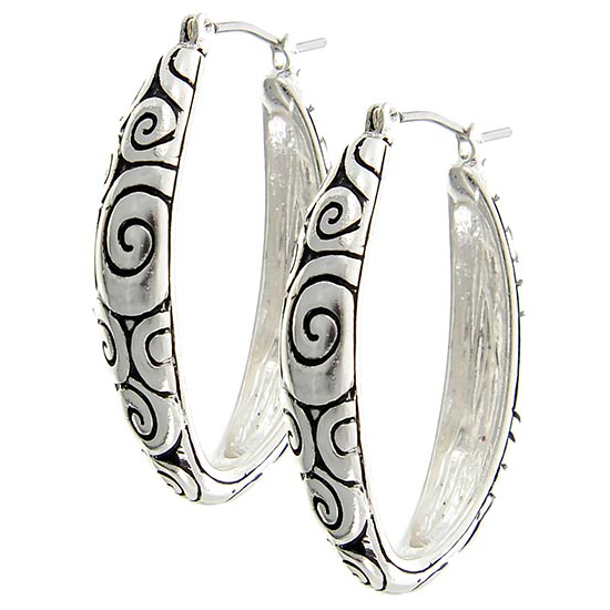 Product image for Irish Earrings | Celtic Waves Silvertone Spiral Hoop Earrings