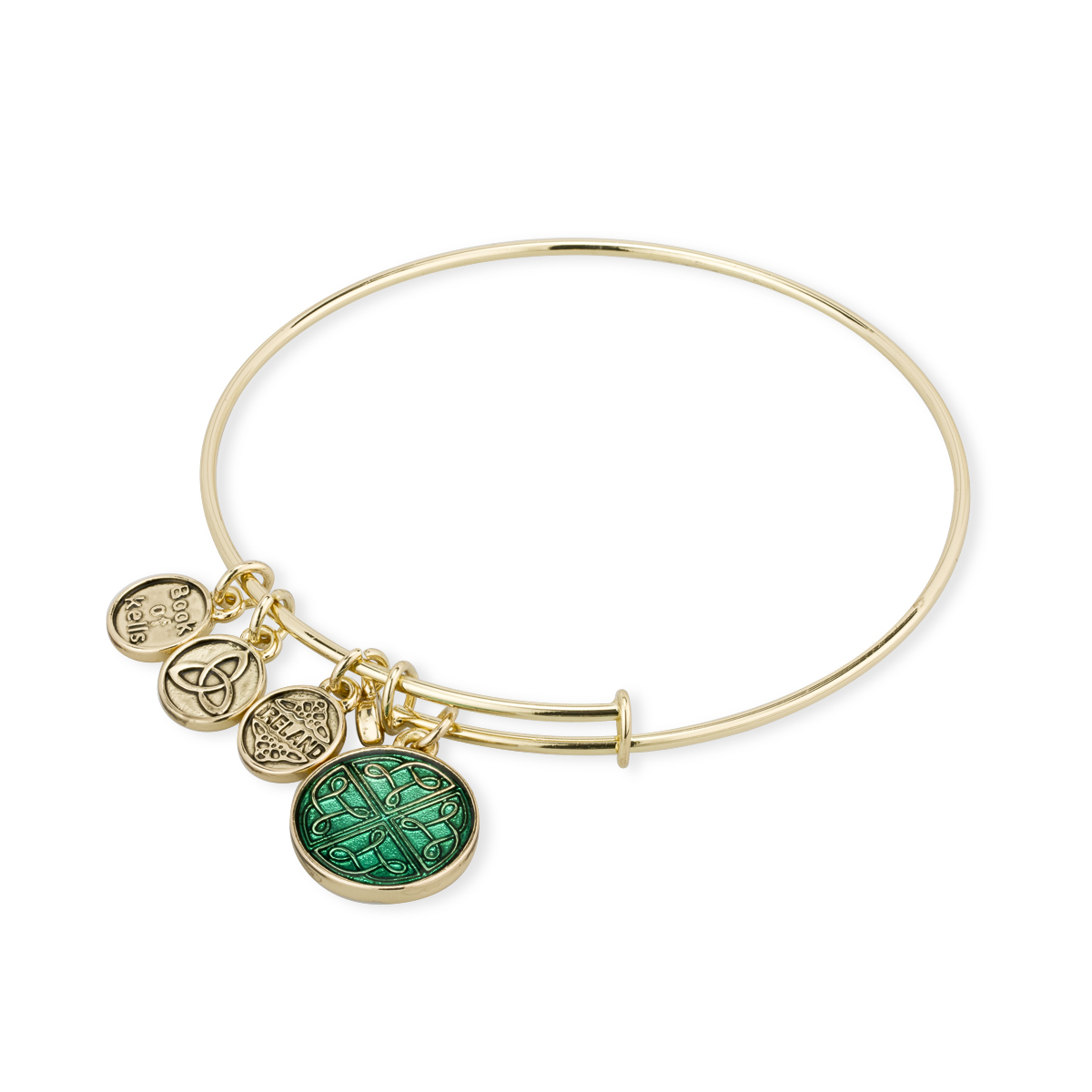 Product image for Irish Bracelet | Book of Kells Goldtone Trinity Knot Charm Celtic Bangle
