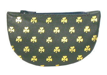 Product image for Green Leather Half Moon Purse - All Over Shamrocks