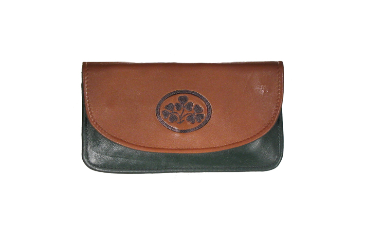 Product image for Two Tone Leather Two Zip Compartment Purse - Shamrock Spray