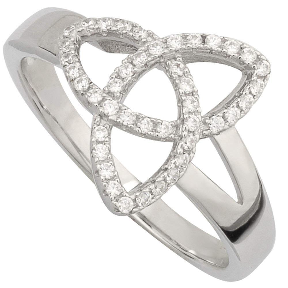 Irish Ring Ladies Cubic Zirconia Sterling Silver Trinity Knot Ring at