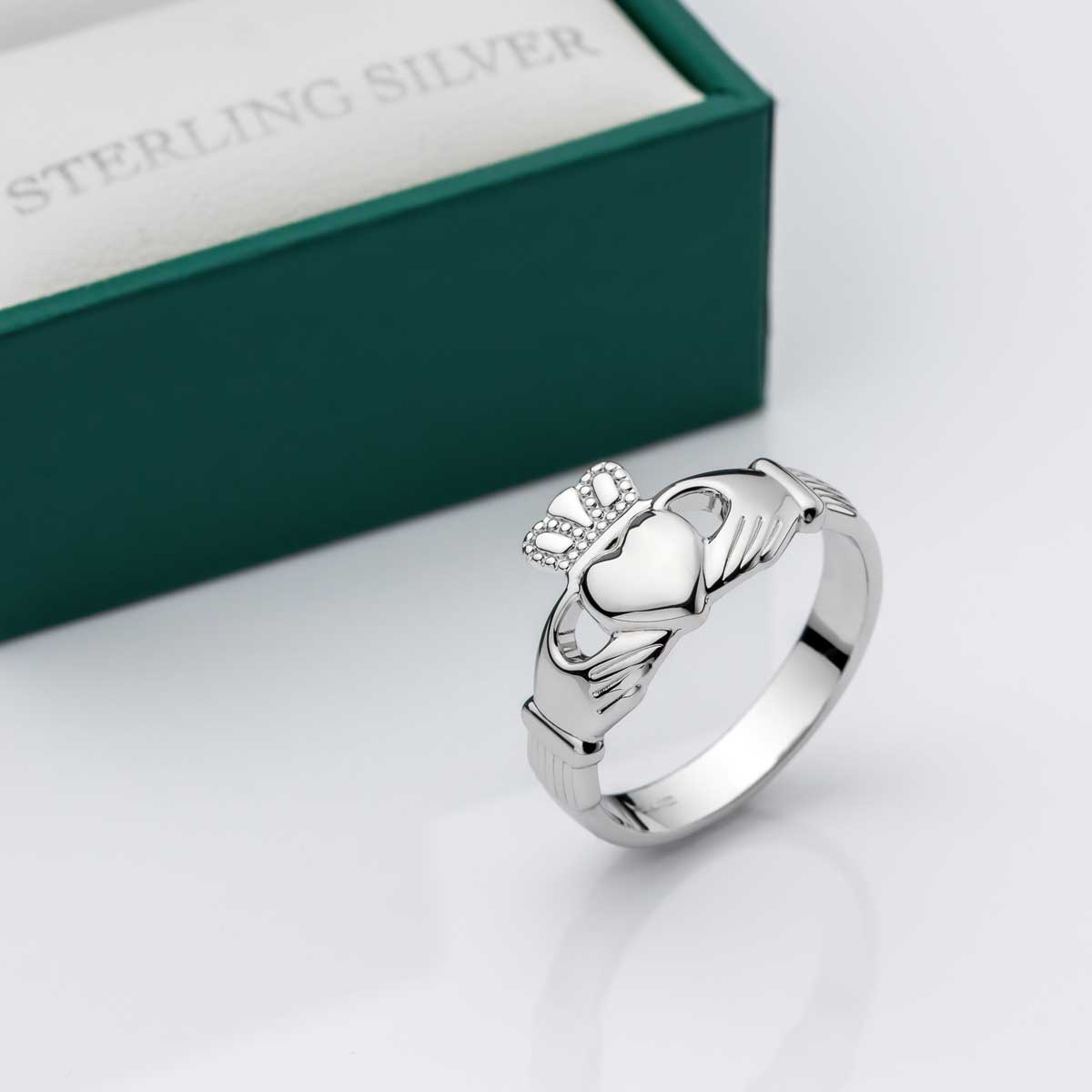 Product image for Claddagh Ring - Ladies Sterling Silver Puffed Heart Claddagh