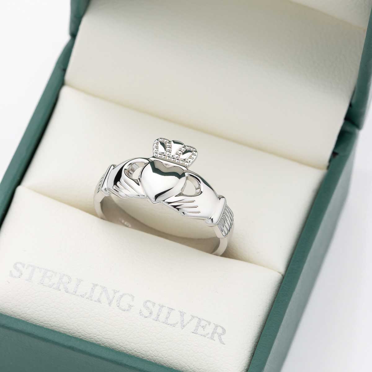 Product image for Claddagh Ring - Ladies Sterling Silver Puffed Heart Claddagh