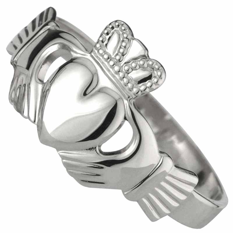Product image for SALE | Claddagh Ring - Men's Sterling Silver Puffed Heart Claddagh
