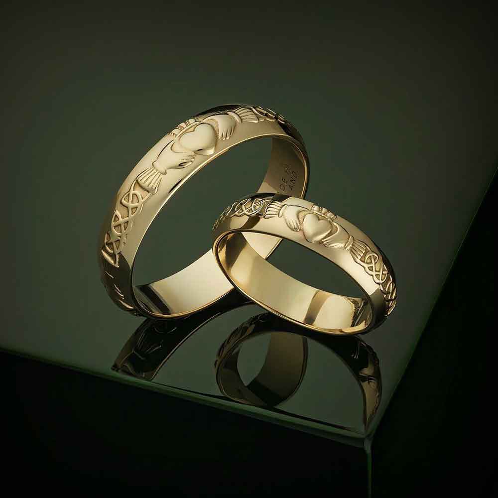 Product image for Irish Wedding Ring - Men's 14k Gold Claddagh Wedding Band