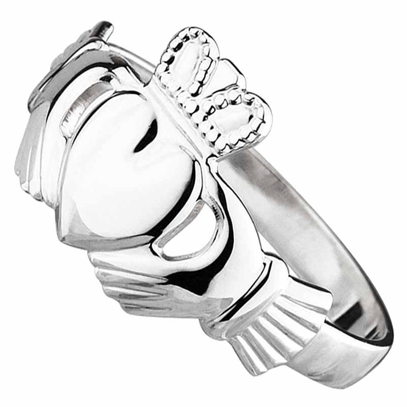 Product image for Claddagh Ring - Ladies 14k White Gold Puffed Heart Claddagh Ring