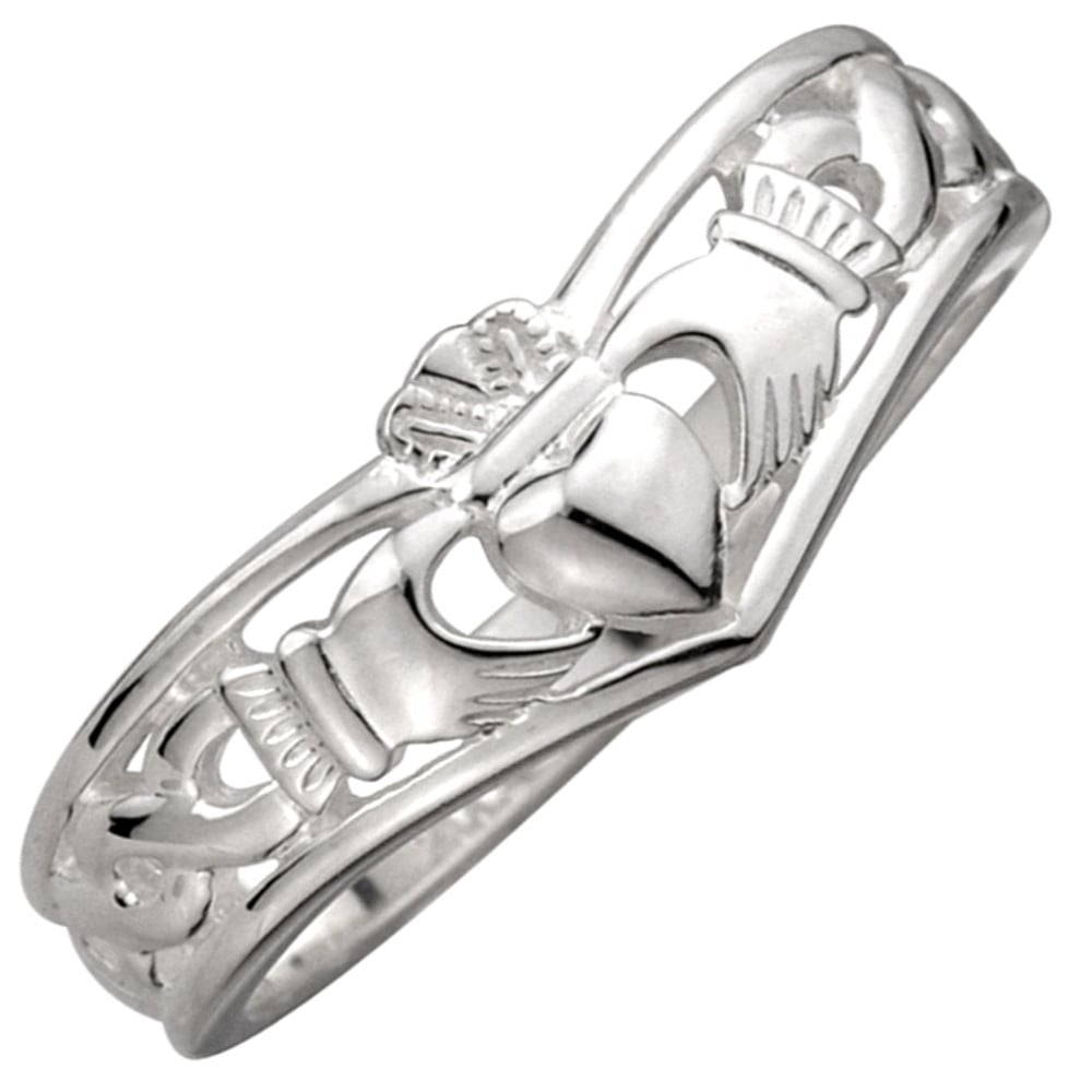 Product image for Claddagh Ring - Ladies Sterling Silver Celtic Claddagh Wishbone