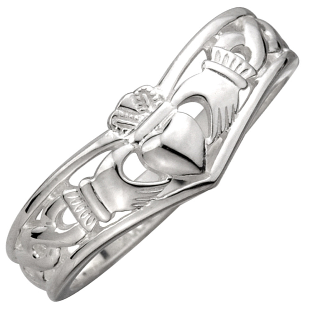 Product image for SALE - Claddagh Ring - Ladies Sterling Silver Celtic Claddagh Wishbone