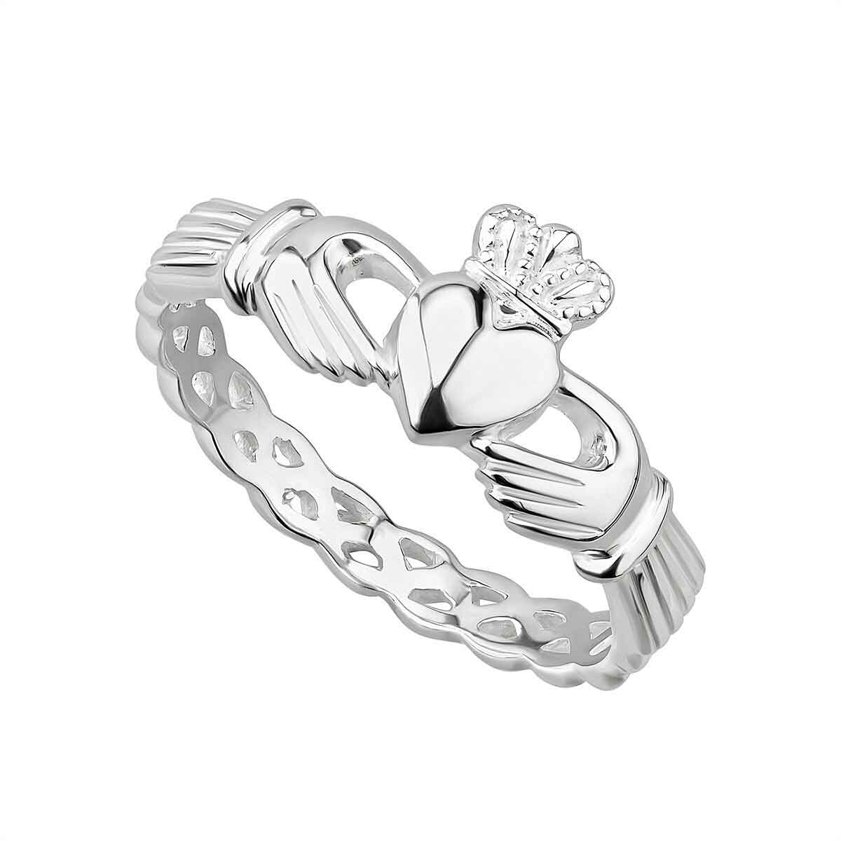 Claddagh Ring - Ladies Sterling Silver Claddagh Weave at IrishShop