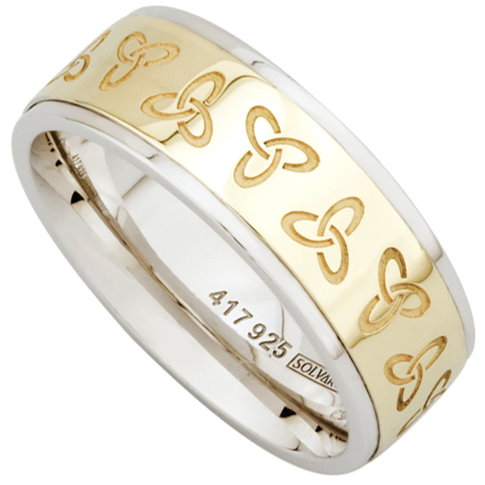 Trinity Knot Ring 10k Gold and Sterling Silver Trinity Knot Mens