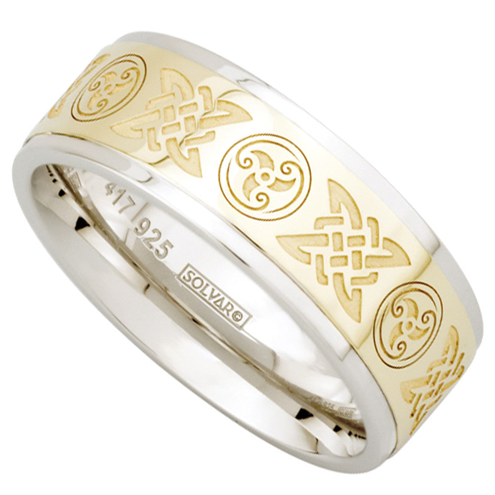 Celtic Ring 10k Gold and Sterling Silver Celtic Knot and Celtic