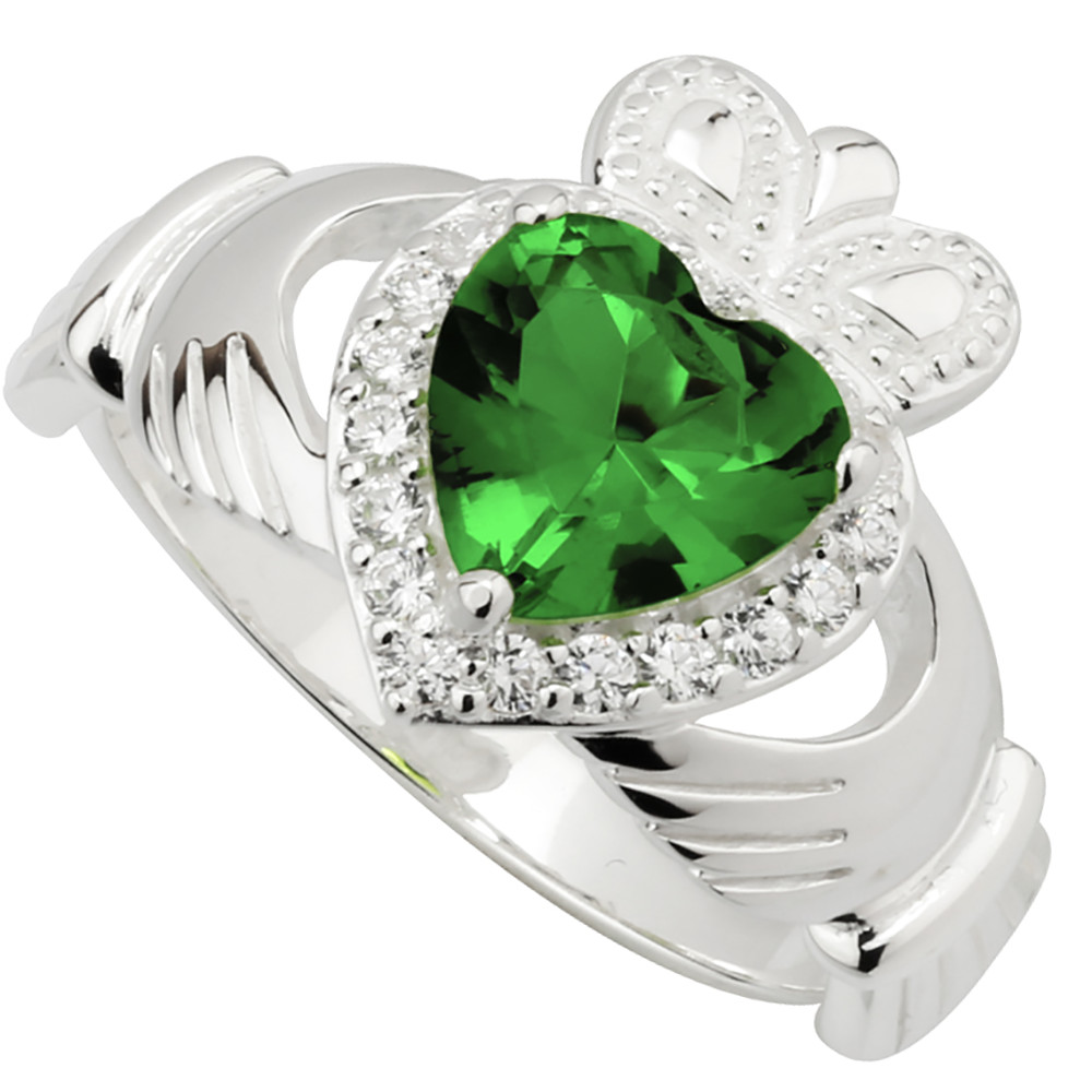 Product image for SALE - Claddagh Ring - Sterling Silver Crystal Heart Claddagh Ring