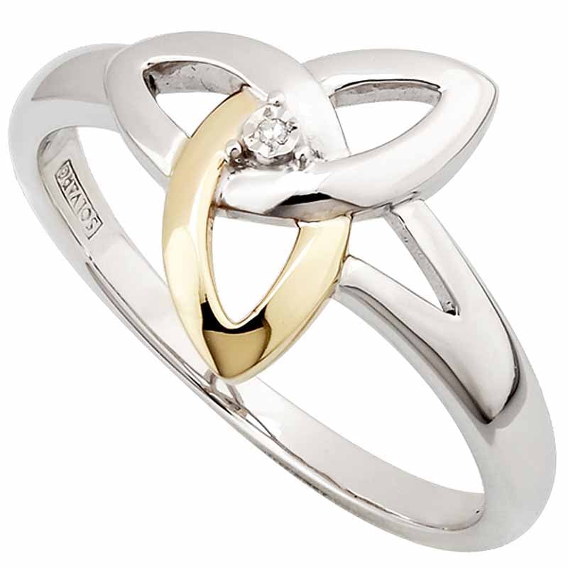 Product image for SALE | Celtic Ring | 10k Gold Diamond Sterling Silver Trinity Knot Ring