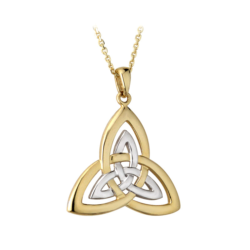 14k Gold Two Tone Trinity Knot Pendant 