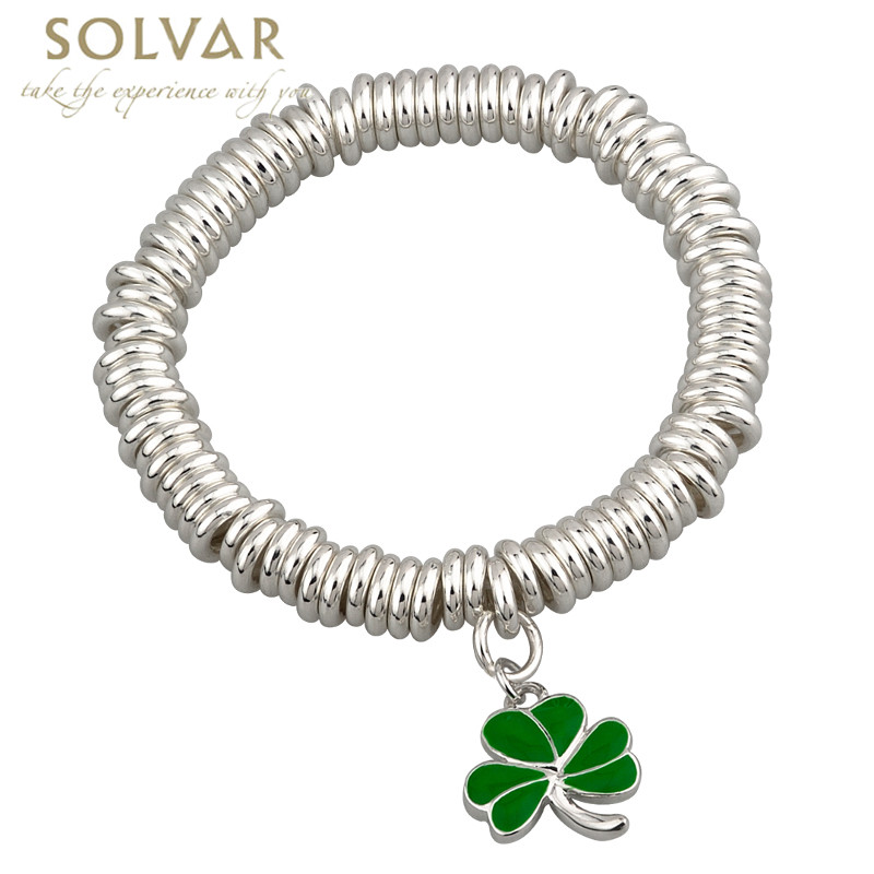 Product image for St Patricks Jewelry - Shamrock Silver Tone Irish Bracelet