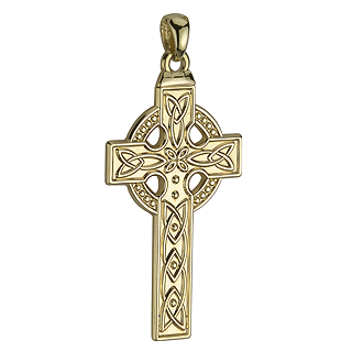 Product image for Celtic Pendant - 14k Gold Large Celtic Cross Pendant with 20 inch Chain