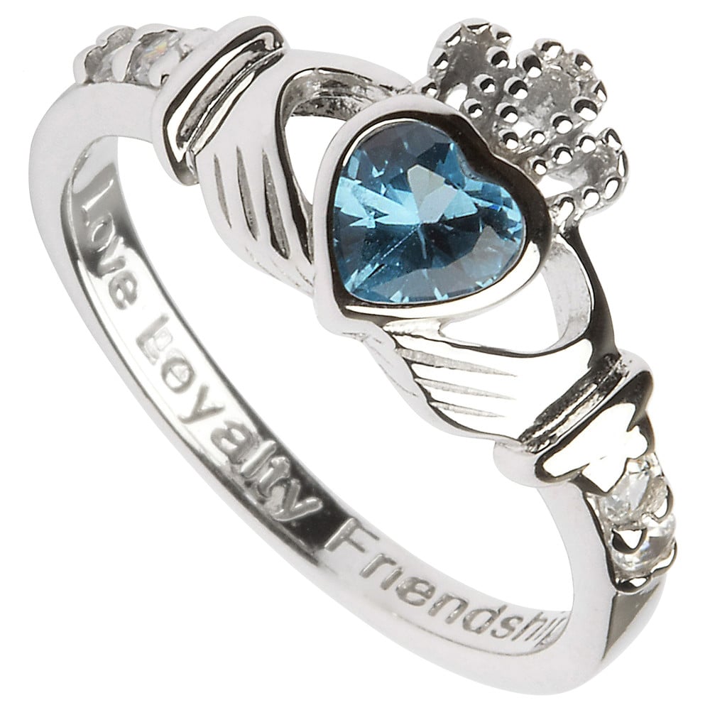 White Gold Birthstone Claddagh Ring Alexandrite | White Gold June Birthstone  Claddagh Ring | White Gold Alexandrite Claddagh Ring