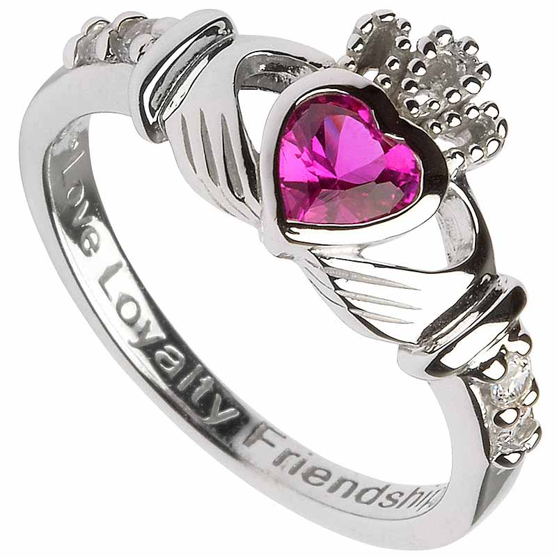 Product image for Claddagh Ring - Sterling Silver Birthstone Claddagh