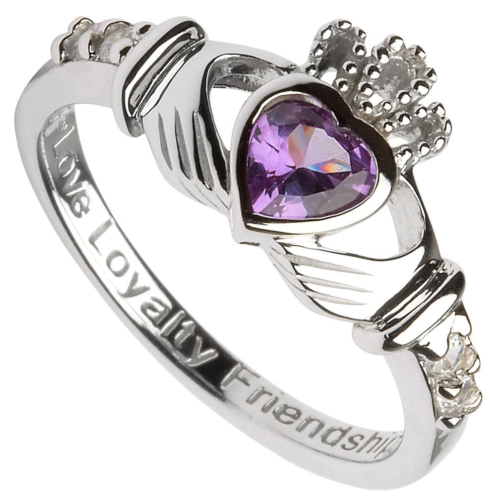 Claddagh Ring Sterling Silver Birthstone Claddagh