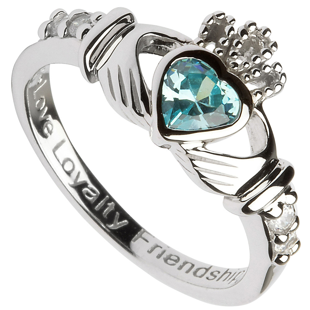 Product image for Claddagh Ring - Sterling Silver Birthstone Claddagh