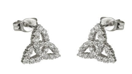 Product image for Celtic Earrings - 18k White Gold and Diamond Trinity Knot Earrings