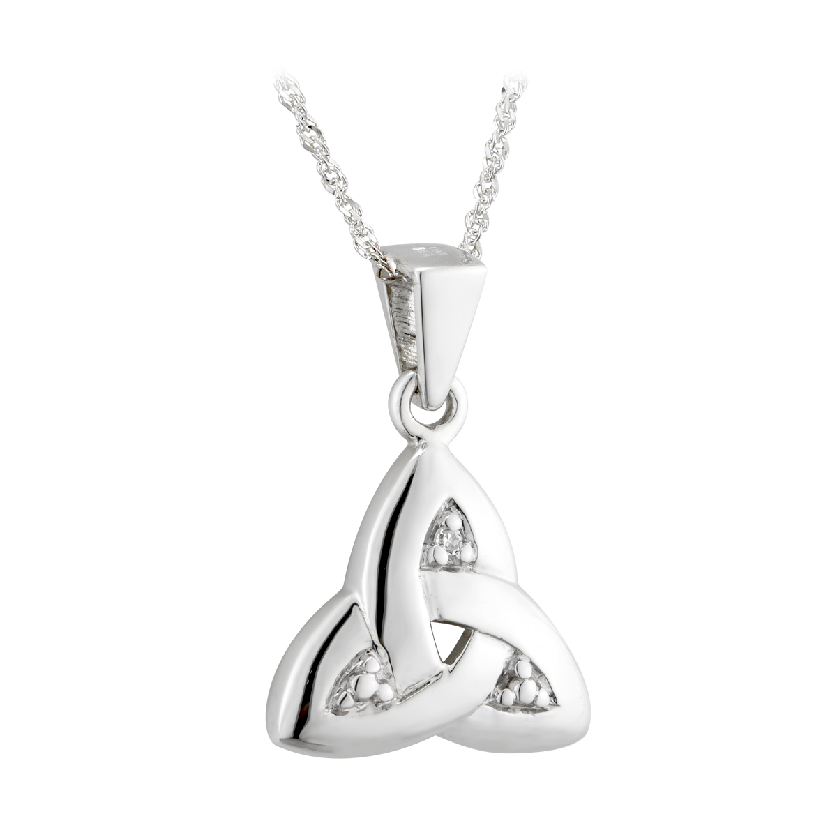 Product image for Celtic Pendant - 14k White Gold and Diamond Trinity Knot Pendant with Chain